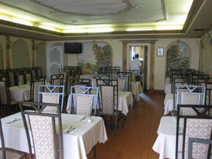 The banquet hall for larger table settings