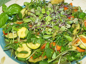 A salad with an assortment of greens