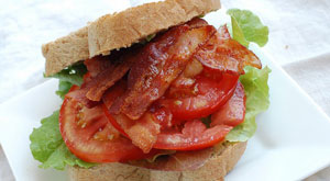 picture of a bacon, lettuce, and tomato sandwich